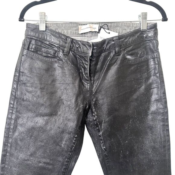 FAITH CONNEXION Coated Slim Fit Distressed Denim Black NWT 26 - Picture 4 of 6
